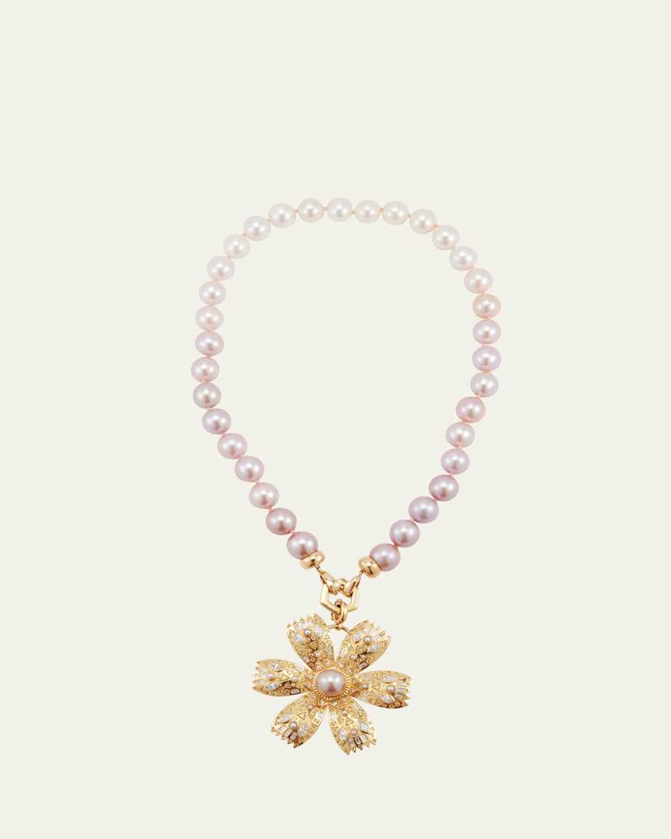 Pearl Poppy Pendant Necklace
